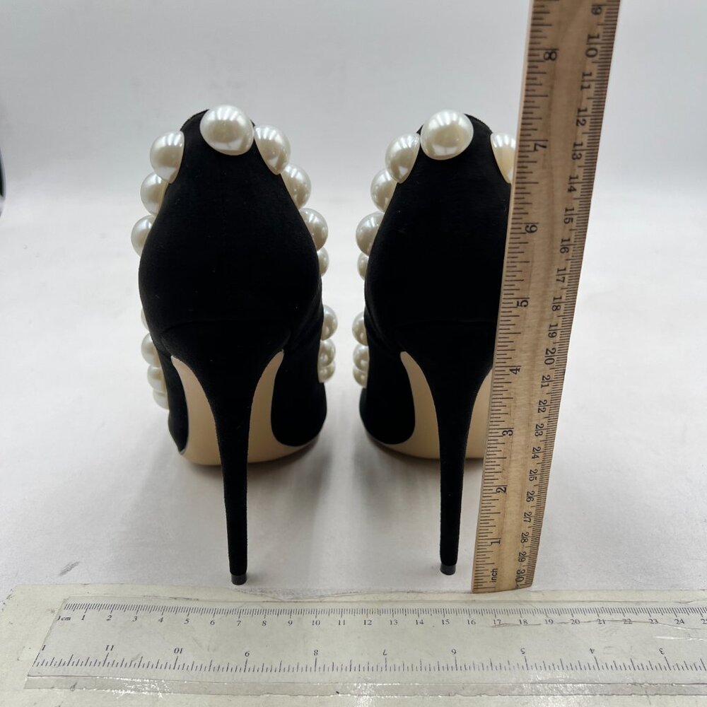 FSJ Black-pearl Pointed Toe High Heels Sexy Stiletto Pumps Office Lady Shoes - Picture 5 of 8